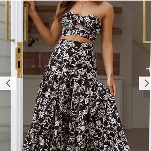 Black and white floral Runaway the label Ayla Top and maxi skirt